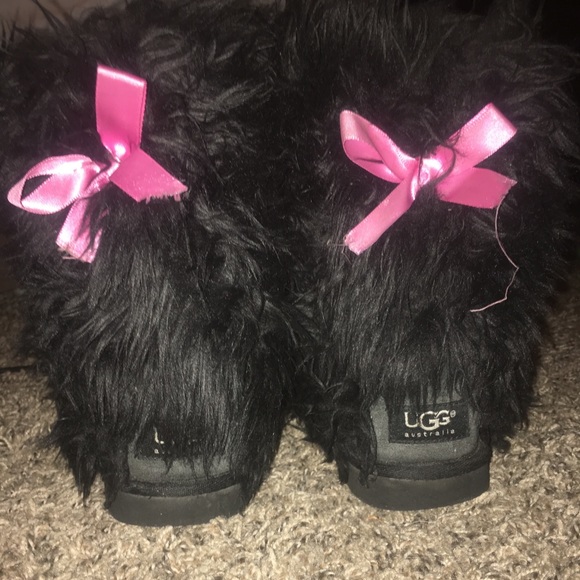 pink fluffy ugg boots